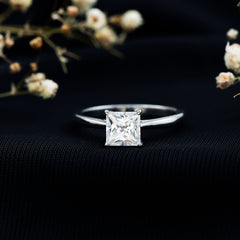6 MM Princess Cut Lab Grown Diamond Solitaire Engagement Ring For Women