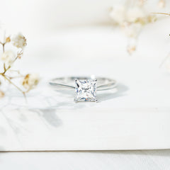 6 MM Princess Cut Lab Grown Diamond Solitaire Engagement Ring For Women