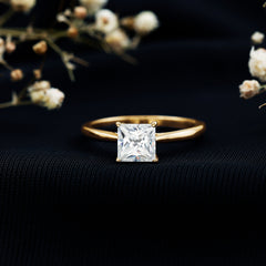 6 MM Princess Cut Lab Grown Diamond Solitaire Engagement Ring For Women