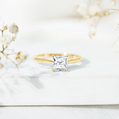 6 MM Princess Cut Lab Grown Diamond Solitaire Engagement Ring For Women