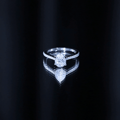 Lab Diamond 6X8 MM Pear Shape Engagement Ring With Side Stones
