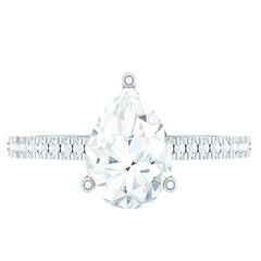 Lab Diamond 6X8 MM Pear Shape Engagement Ring With Side Stones