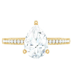 Lab Diamond 6X8 MM Pear Shape Engagement Ring With Side Stones