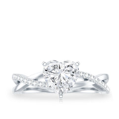 Criss Cross Lab Grown Diamond Heart Engagement Ring