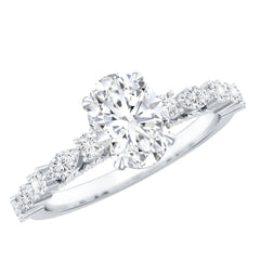 6X8 MM Oval Cut Lab Diamond Solitaire Engagement Ring