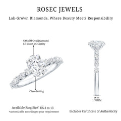 6X8 MM Oval Cut Lab Diamond Solitaire Engagement Ring