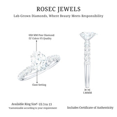 1 CT Pear Cut Lab Grown Diamond Engagement Ring for Women