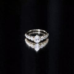 Certified Diamond Teardrop Engagement Ring with Sides Stones