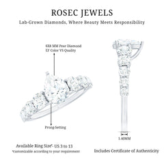 Certified Diamond Teardrop Engagement Ring with Sides Stones