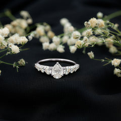 Certified Diamond Teardrop Engagement Ring with Sides Stones