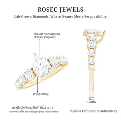 Certified Diamond Teardrop Engagement Ring with Sides Stones