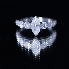 Lab Created Diamond Marquise Engagement Ring With Side Stones