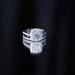 Lab Grown 8 MM Diamond Halo Engagement Ring with Wedding Band