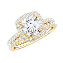 Lab Grown 8 MM Diamond Halo Engagement Ring with Wedding Band