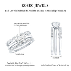 Certified Round Cut Lab Created Diamond 3 Piece Bridal Ring Set