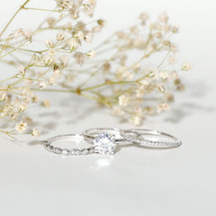 Certified Round Cut Lab Created Diamond 3 Piece Bridal Ring Set