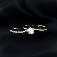 Certified Round Cut Lab Created Diamond 3 Piece Bridal Ring Set