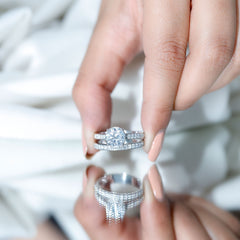 Certified 8 MM Lab Grown Diamond Engagement Ring With Wedding Band