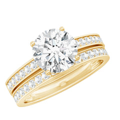 Certified 8 MM Lab Grown Diamond Engagement Ring With Wedding Band