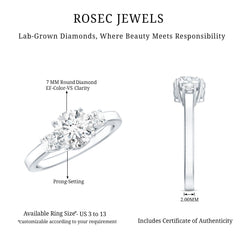 3 Stone Lab Grown Diamond Engagement Ring for Women