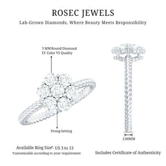 Lab Created Diamond Flower Engagement Ring for Her
