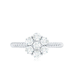 Lab Created Diamond Flower Engagement Ring for Her