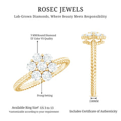 Lab Created Diamond Flower Engagement Ring for Her
