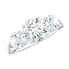 Lab Grown Diamond Three Stone Engagement Ring with Crossover Shank