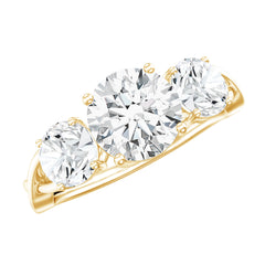 Lab Grown Diamond Three Stone Engagement Ring with Crossover Shank
