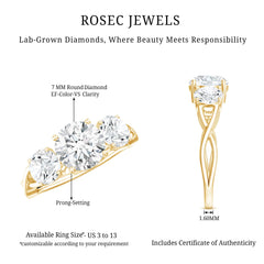 Lab Grown Diamond Three Stone Engagement Ring with Crossover Shank