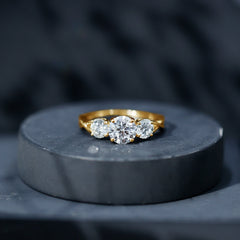 Lab Grown Diamond Three Stone Engagement Ring with Crossover Shank