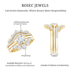 Lab Grown Diamond Vintage Bridal Ring Set with 3 Piece