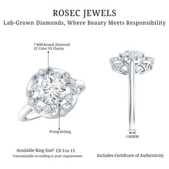 Certified Lab Grown Diamond Beaded Engagement Ring for Women
