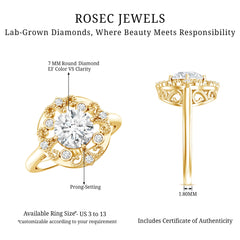 Certified Lab Grown Diamond Beaded Engagement Ring for Women