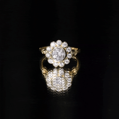 Lab Created Diamond Flower Engagement Ring for Women