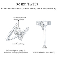 Certified Lab Grown Diamond Bypass Engagement Ring for Women