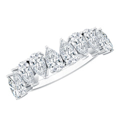 Pear Cut Lab Created Diamond Half Eternity Wedding Band