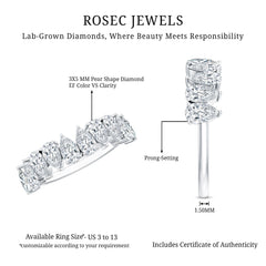 Pear Cut Lab Created Diamond Half Eternity Wedding Band