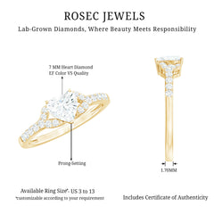 Certified 7mm Diamond Heart Solitaire Ring For Her