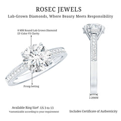 8mm Lab Created Diamond Round Engagement Ring With Hidden Halo