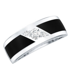 Certified Lab Grown Diamond Mens Wedding Band With Enamel