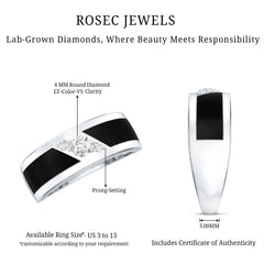 Certified Lab Grown Diamond Mens Wedding Band With Enamel