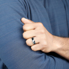 Certified Lab Grown Diamond Mens Wedding Band With Enamel