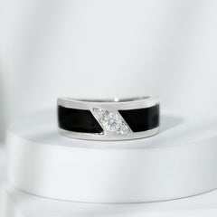Certified Lab Grown Diamond Mens Wedding Band With Enamel
