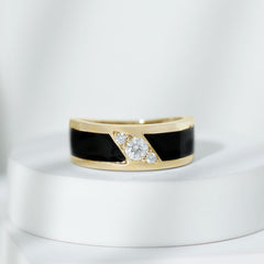 Certified Lab Grown Diamond Mens Wedding Band With Enamel