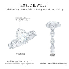 Lab Grown Diamond Teardrop Engagement Ring with Scalloped Shank