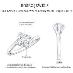 Lab Grown Diamond Engagement Ring With Diagonal 4 Prongs