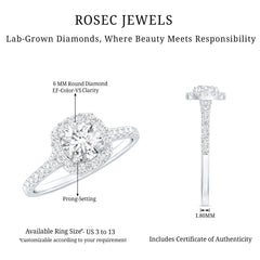 Lab Created Diamond Halo Engagement Ring With Certificate