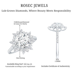 Certified Lab Created Diamond Halo Engagement Ring For Her