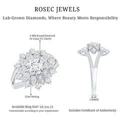 Certified Lab Grown Diamond Flower Engagement Ring for Her